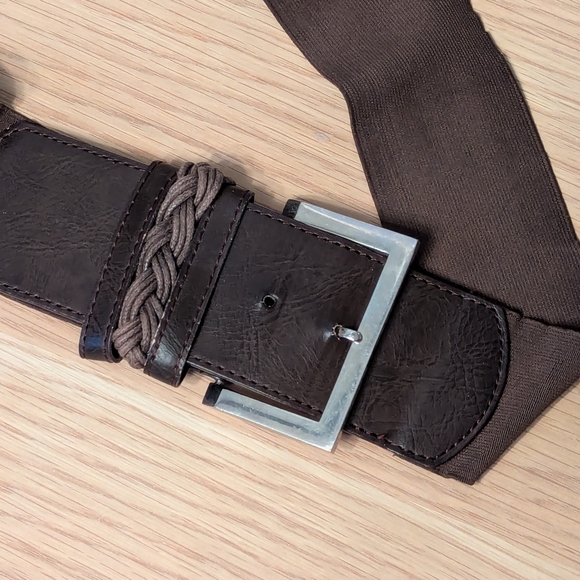 Women's Brown Thick Stretchable Elastic Belt - Picture 2 of 11